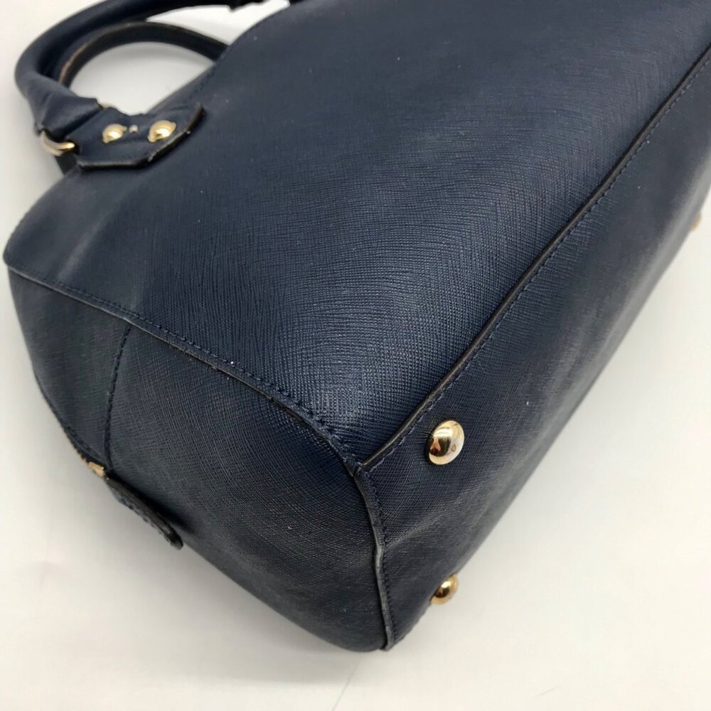 Michael Kors Dark Blue Saffiano Leather Convertible Satchel Bag - Picture 9 of 10